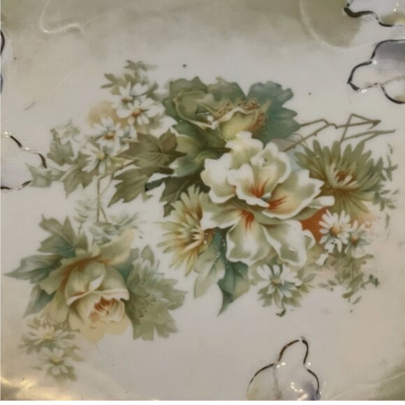 R S Germany Cut Out Handled. Cake Plate Hand Painted Floral. 11" Porcelain. L - Picture 4 of 9